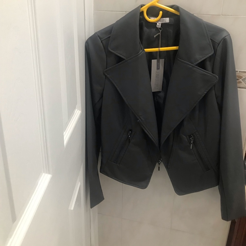 Dark grey faux leather jacket